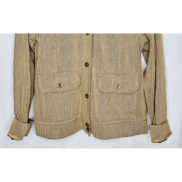 Tommy Bahama Women's Hooded Jacket Wool Blend Herringbone Knit Tan Medium - Picture 4 of 6